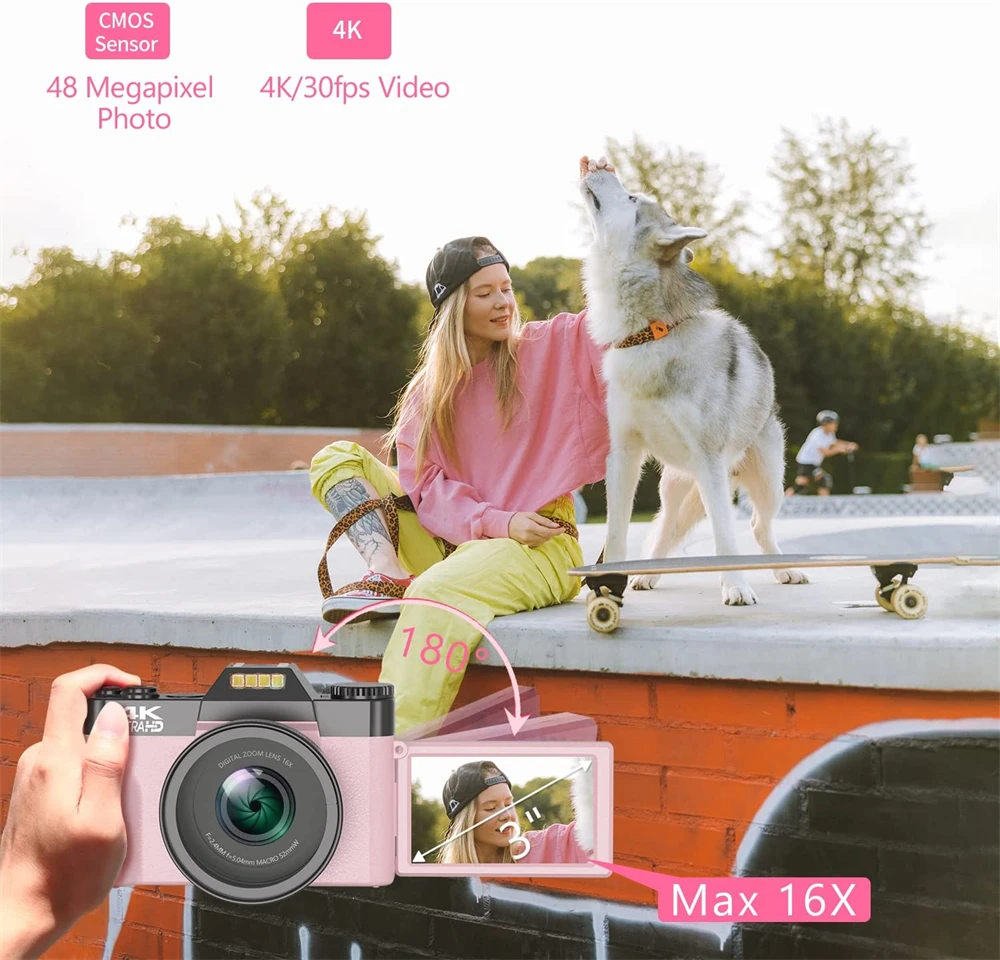 Flip Screen Digital Photo Camera 56MP 4K Photography Camcorder Vlog Selfie Video Camera Youtube Livestream Wide Angle Macro Lens - Image 4